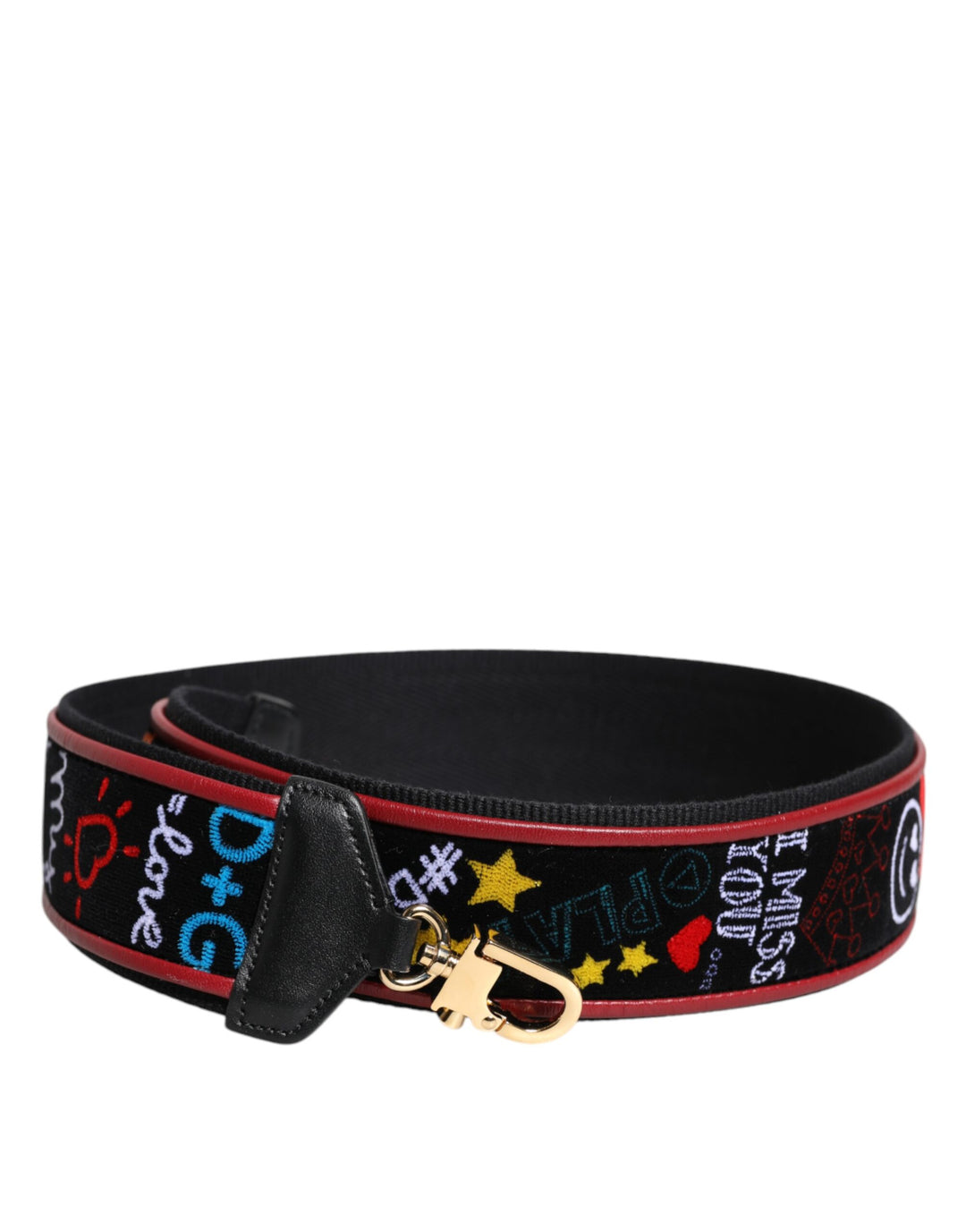 Dolce & Gabbana Black Cotton Printed Bag Shoulder Strap by Dolce & Gabbana outlet now on sale