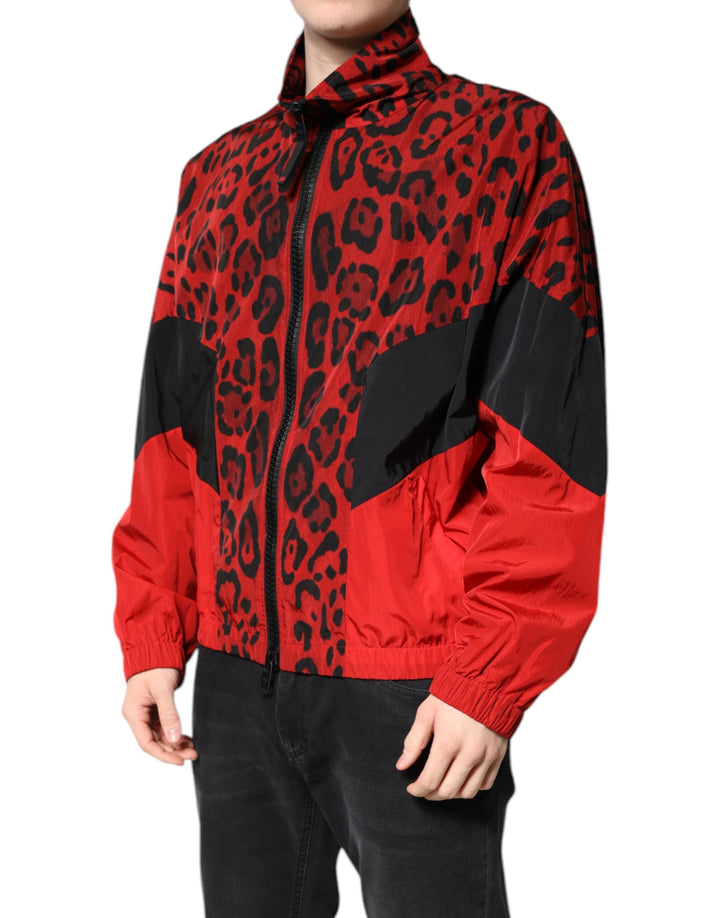 Dolce &amp; Gabbana Red Leopard Nylon Bomber Full Zip Jacket by Dolce &amp; Gabbana outlet now on sale