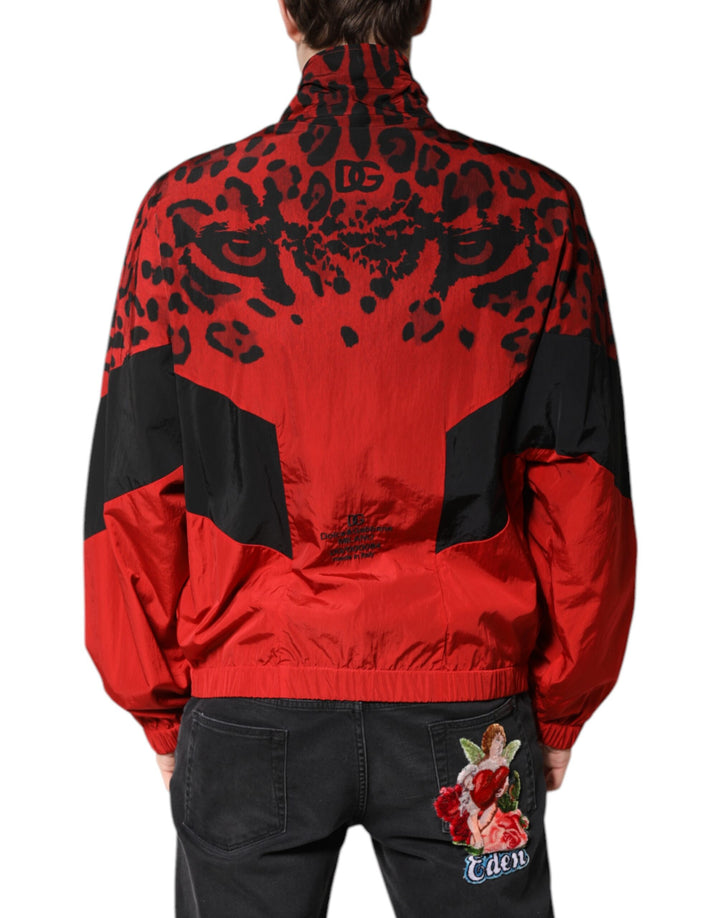 Dolce &amp; Gabbana Red Leopard Nylon Bomber Full Zip Jacket by Dolce &amp; Gabbana outlet now on sale