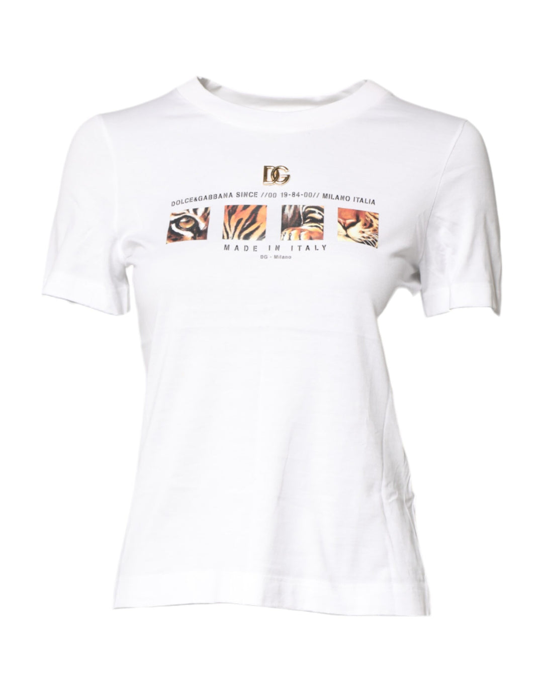 Dolce &amp; Gabbana White Cotton Graphic Print Crew Neck T-shirt by Dolce &amp; Gabbana outlet now on sale