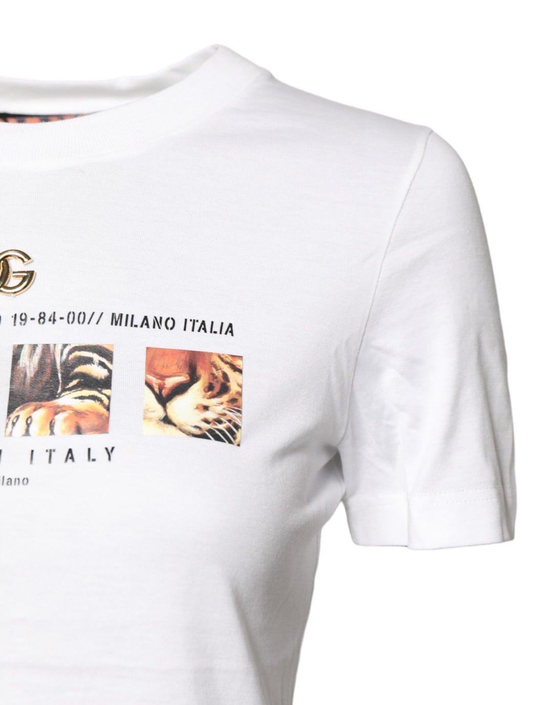 Dolce &amp; Gabbana White Cotton Graphic Print Crew Neck T-shirt by Dolce &amp; Gabbana outlet now on sale