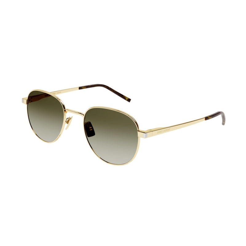 Saint Laurent Sunglasses Round Full Rim, Gold Frame And Brown Gradient Lens