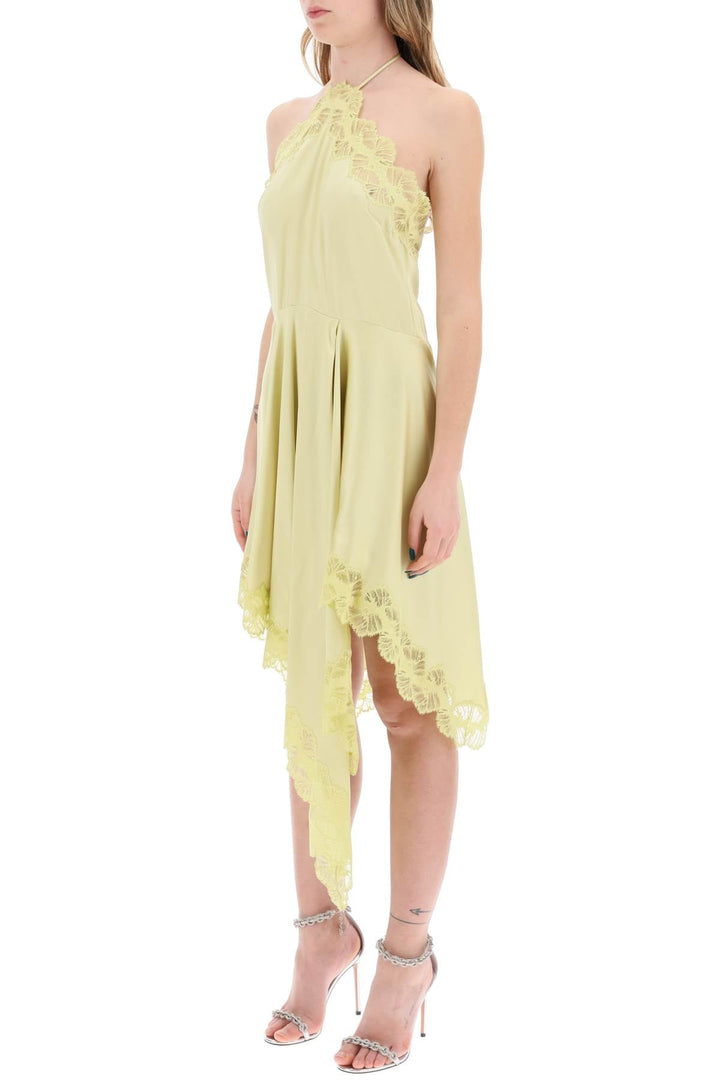 Stella Mccartney Asymmetric Satin Dress With Lace Detail