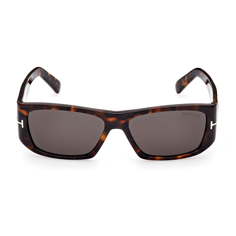 Tom Ford Rectangle Full Rim, with a Dark Havana frame and Smoke lens.