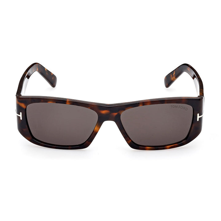 Tom Ford Rectangle Full Rim, with a Dark Havana frame and Smoke lens.