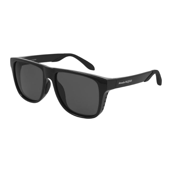 Alexander McQueen Sunglasses Square Full Rim, Shiny Black Frame and Grey Lens AM0292SA001
