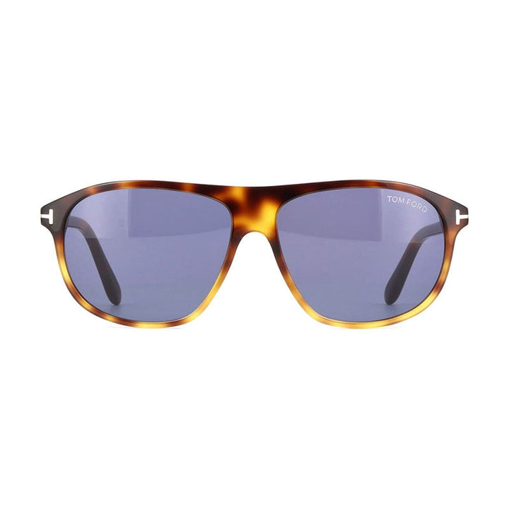 Tom Ford Square Full Rim, with a Shiny Havana frame and Blue lens.