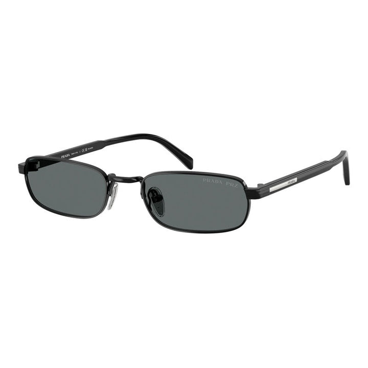 Prada Sunglasses Rectangle Full Rim, Black Frame and Dark Grey Polarized Lens PRB54S1AB5Z1