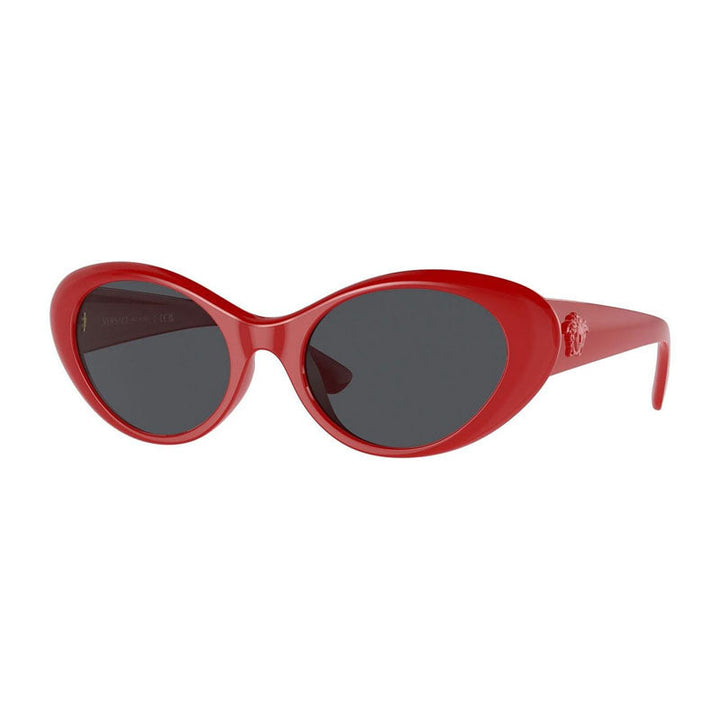 Versace Sunglasses Oval Full Rim, Red Frame and Dark Grey Lens VE4455U534487