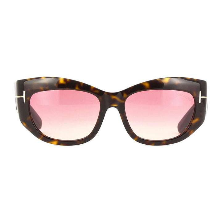 Tom Ford Cat Eye Full Rim, with a Dark Havana frame and Gradient Bordeaux lens.