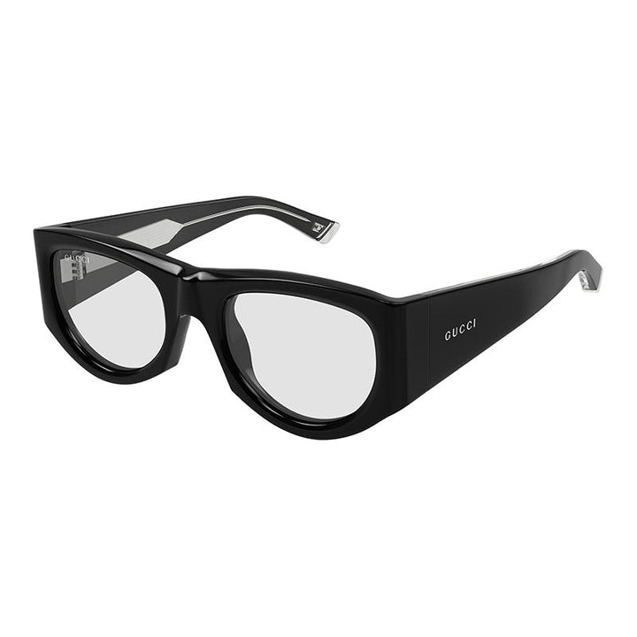Gucci Square Full Rim, with a Shiny Black frame and Clear lens.