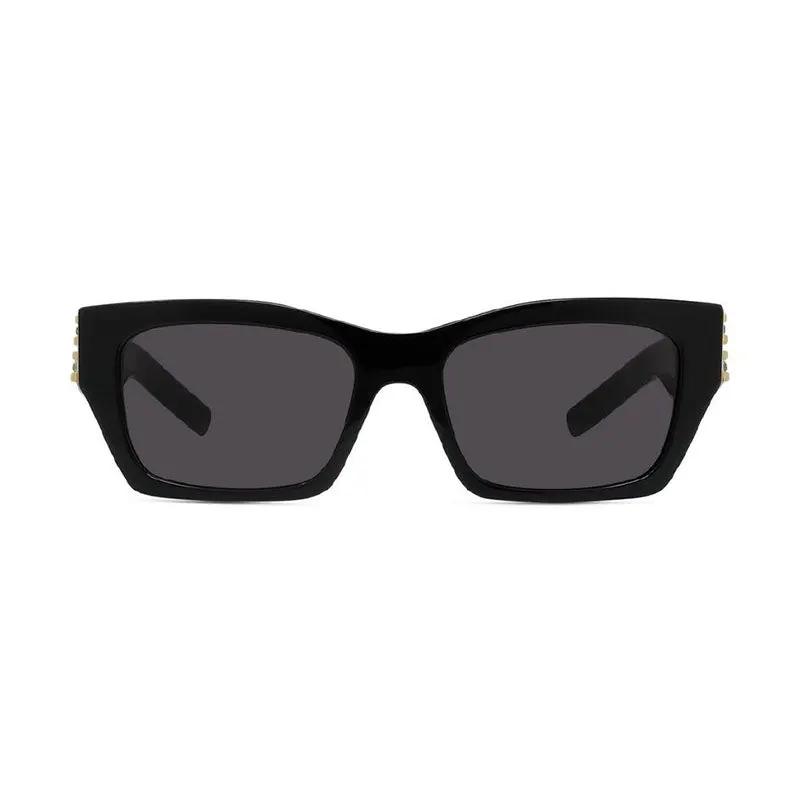 Givenchy Sunglasses Rectangle Full Rim, Shiny Black And Studs Frame And Grey Lens Gv40077I01A