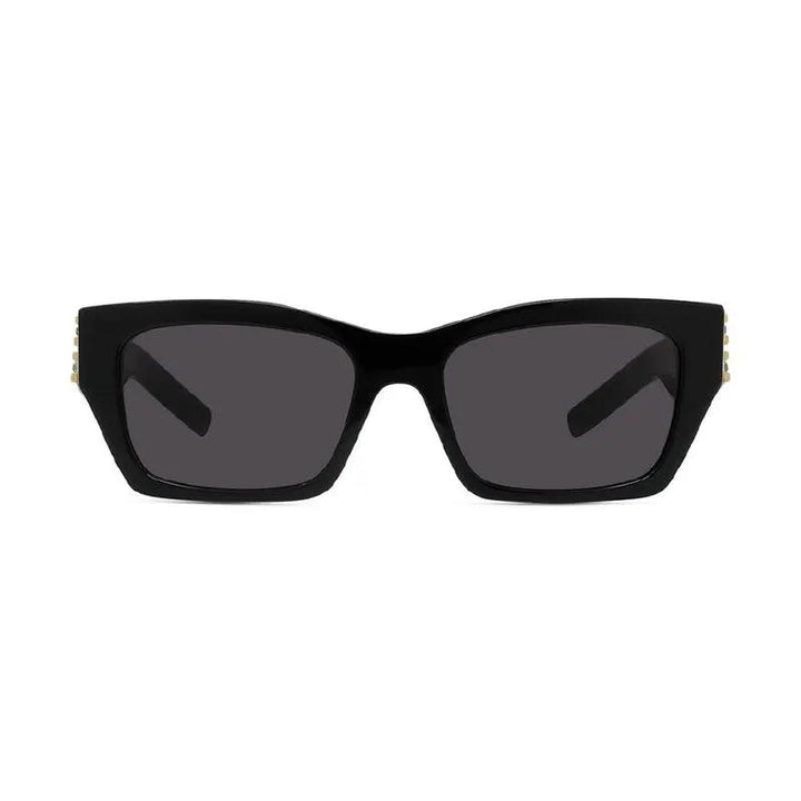 Givenchy Sunglasses Rectangle Full Rim, Shiny Black And Studs Frame And Grey Lens Gv40077I01A