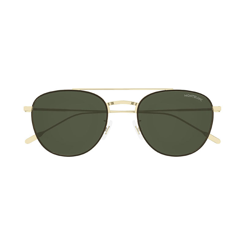 Montblanc Sunglasses Aviator Full Rim, Gold Frame and Green Lens MB0211S008