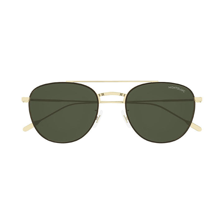 Montblanc Sunglasses Aviator Full Rim, Gold Frame and Green Lens MB0211S008