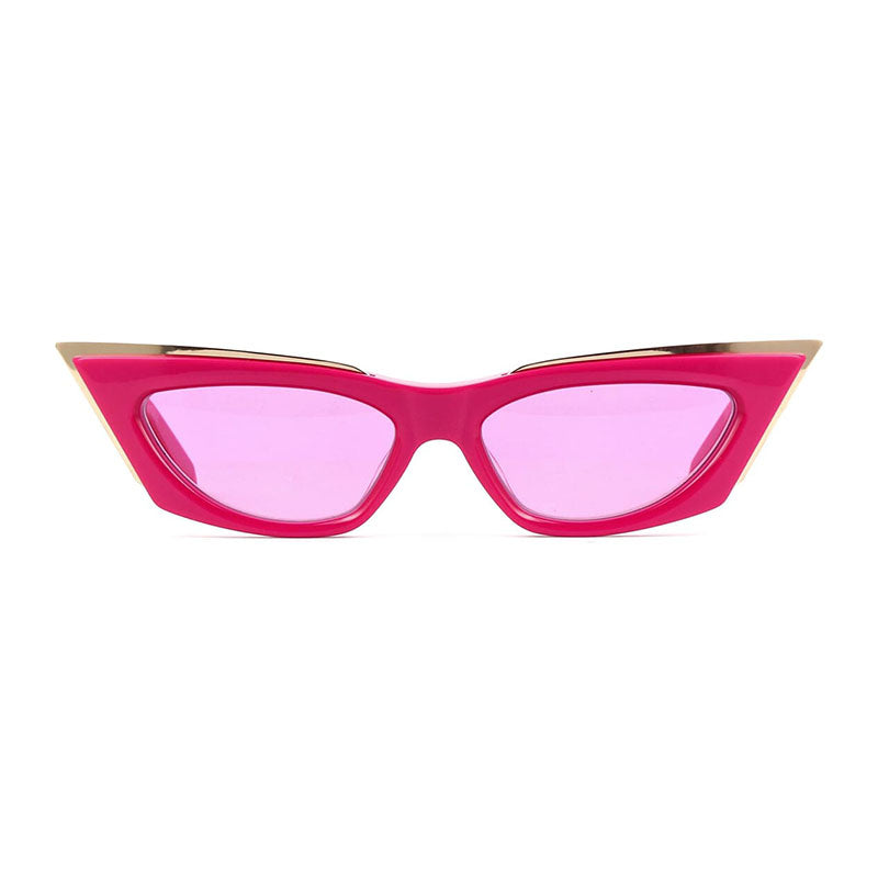 Valentino Sunglasses Cat Eye Full Rim, Pink/White Gold Frame and Pink AR Lens VLS-113C