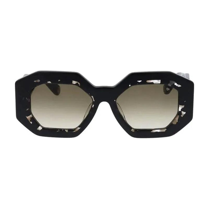Philipp Plein Sunglasses Geometric Full Rim, Black Frame And Green Gradient Lens Spp098M0700