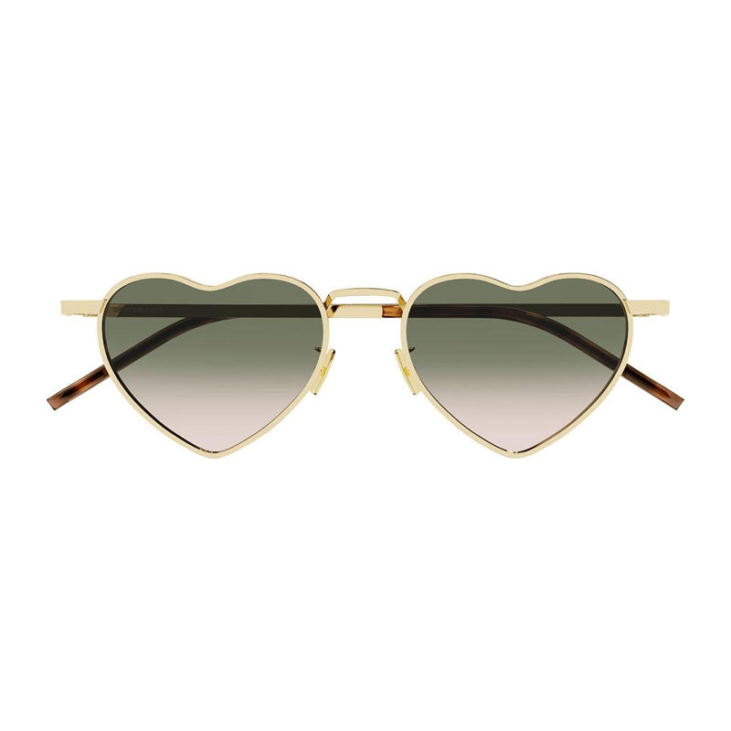 Saint Laurent Sunglasses Geometric Full Rim, Gold Frame and Green Gradient Lens SL301LOULOU011