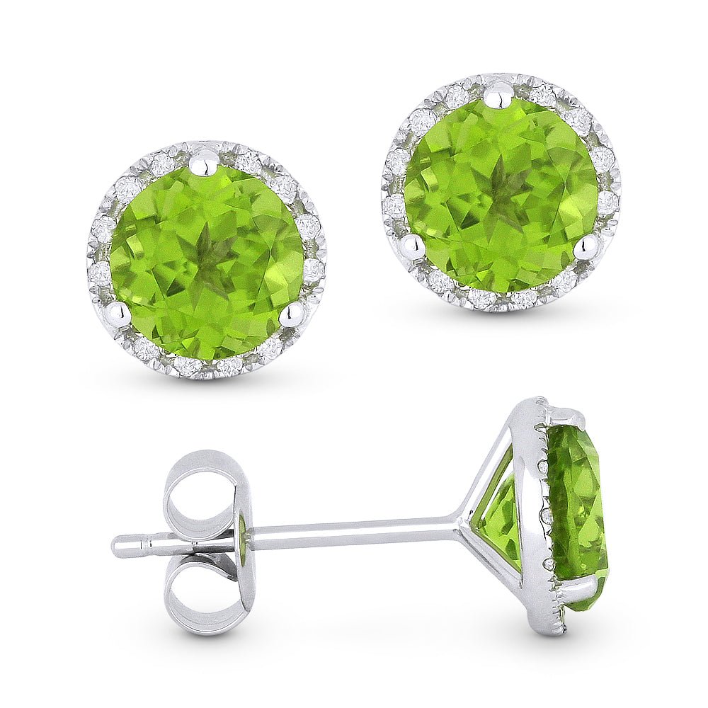 Earrings - 6mm 1.92ct Peridot Stud Earrings in 14K White Gold - E1023PRW - Ask Me Wear