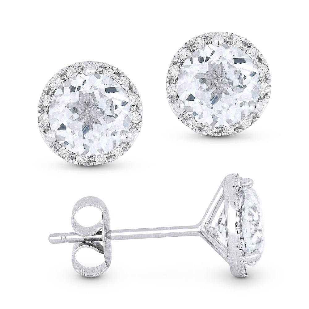 Earrings - 6mm 1.95ct White Topaz Stud Earrings in 14K White Gold - E1023WTW - Ask Me Wear