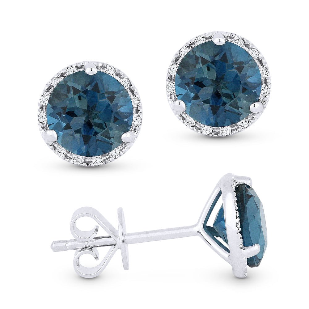 SSELECTS - Earrings - 6mm 2.02ct London Blue Topaz Stud Earrings in 14K White Gold - E1023LBTW - Ask Me Wear