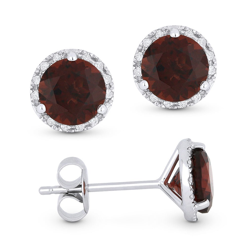 Earrings - 6mm 2.23ct Garnet Stud Earrings in 14K White Gold - E1023GAW - Ask Me Wear