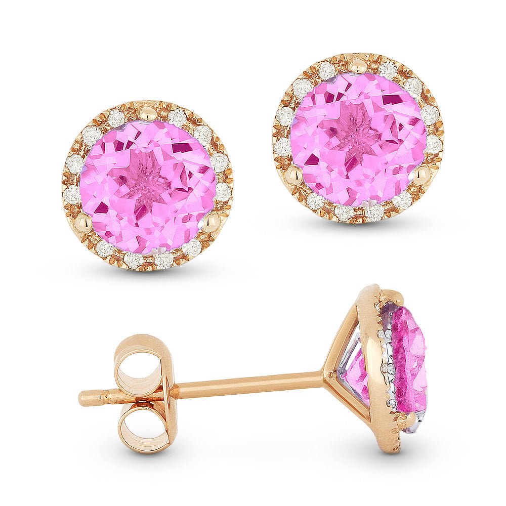 SSELECTS - Earrings - 6mm 2.35ct Created Pink Sapphire Stud Earrings in 14K Rose Gold - E1023PCP - Ask Me Wear