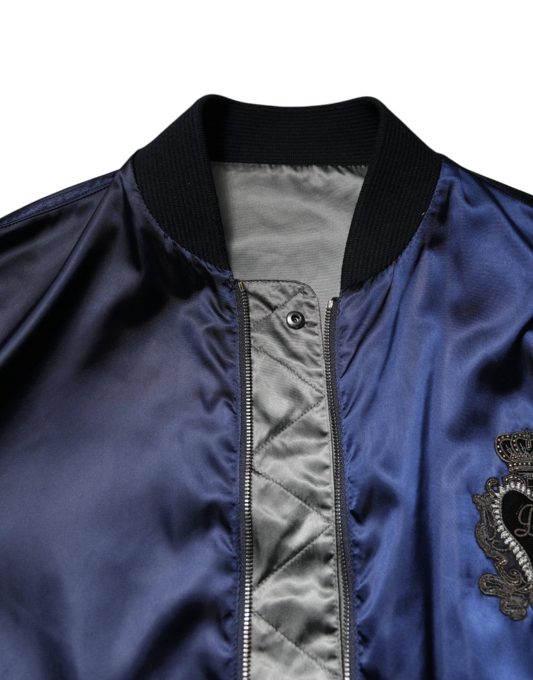 Dolce &amp; Gabbana Blue Nylon DG Crown Full Zip Bomber Jacket by Dolce &amp; Gabbana outlet now on sale