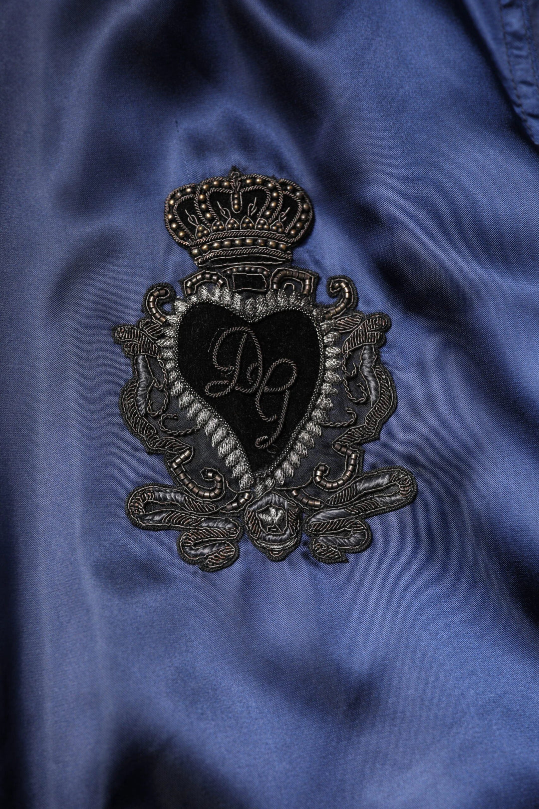Dolce &amp; Gabbana Blue Nylon DG Crown Full Zip Bomber Jacket by Dolce &amp; Gabbana outlet now on sale