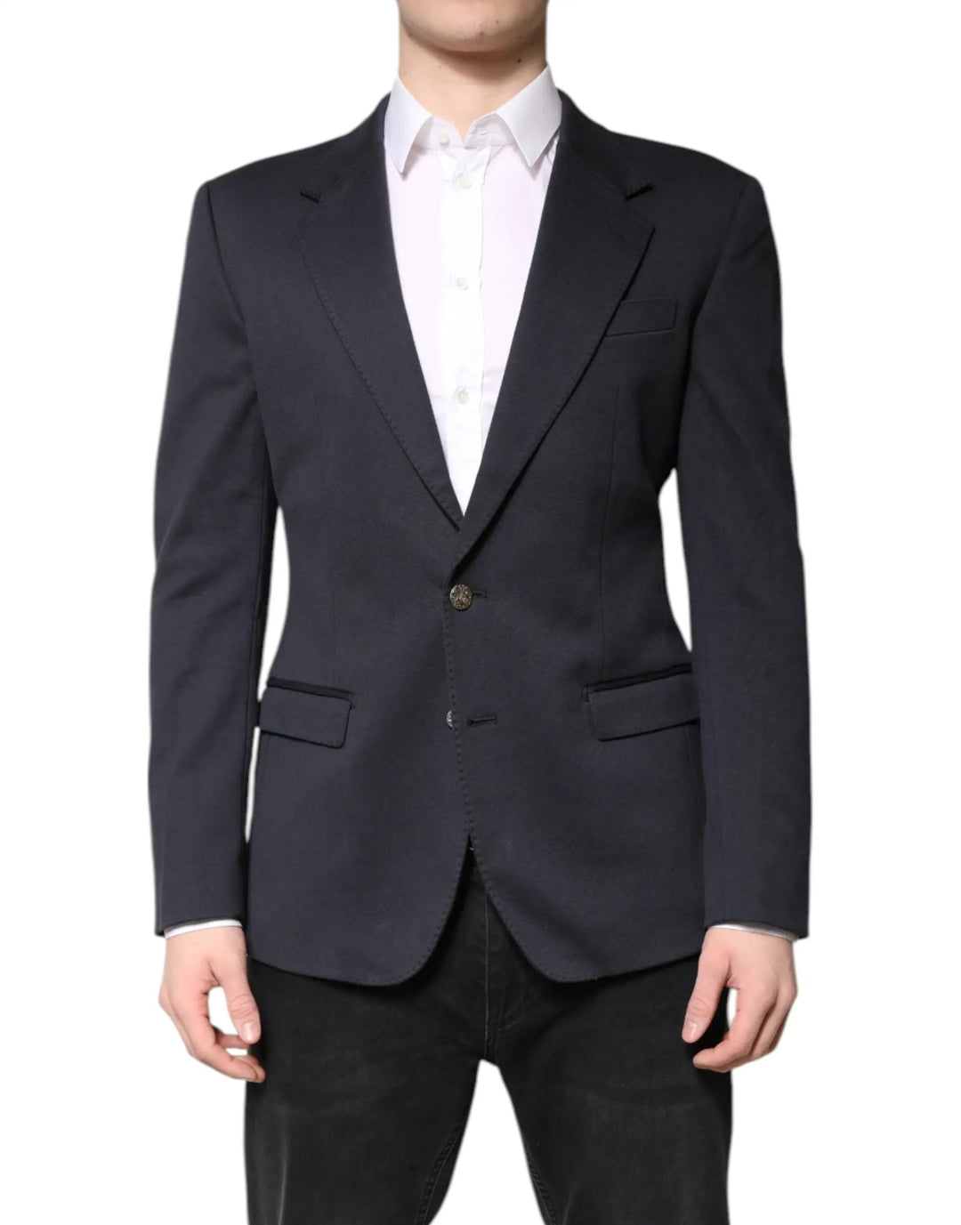 Dolce & Gabbana Sample Sale | Dolce & Gabbana Dark Blue Cotton Men Jacket Coat Suit Blazer - | Designer outlet