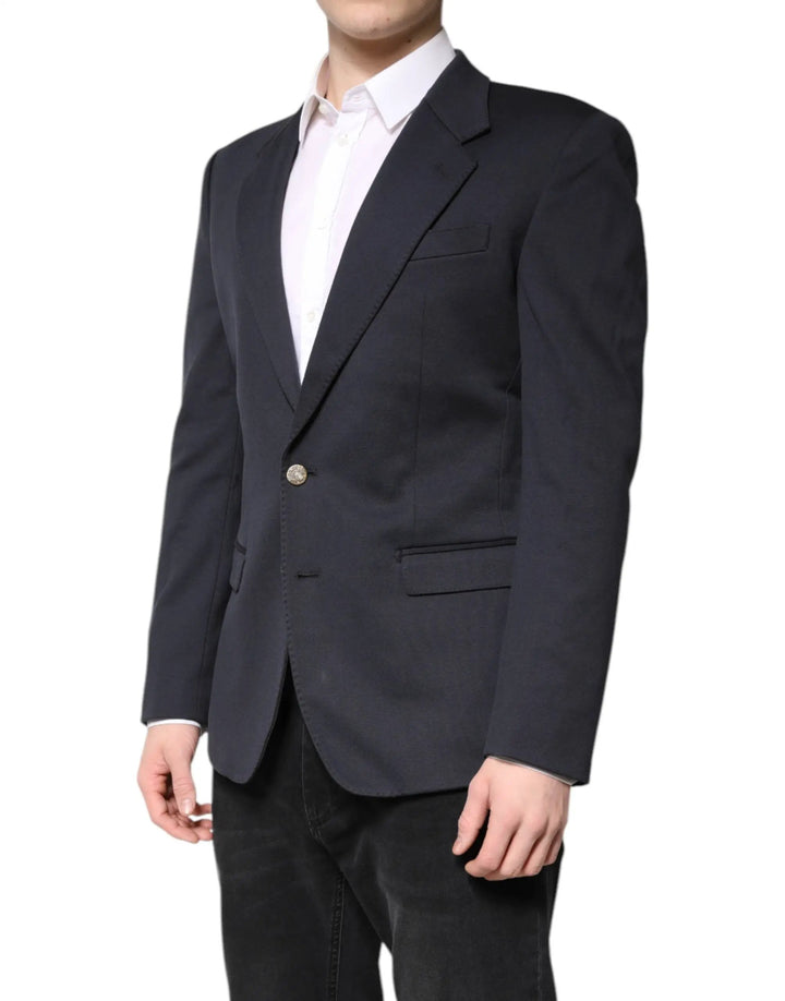Dolce &amp; Gabbana Sample Sale | Dolce &amp; Gabbana Dark Blue Cotton Men Jacket Coat Suit Blazer - | Designer outlet