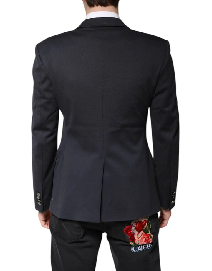 Dolce &amp; Gabbana Sample Sale | Dolce &amp; Gabbana Dark Blue Cotton Men Jacket Coat Suit Blazer - | Designer outlet