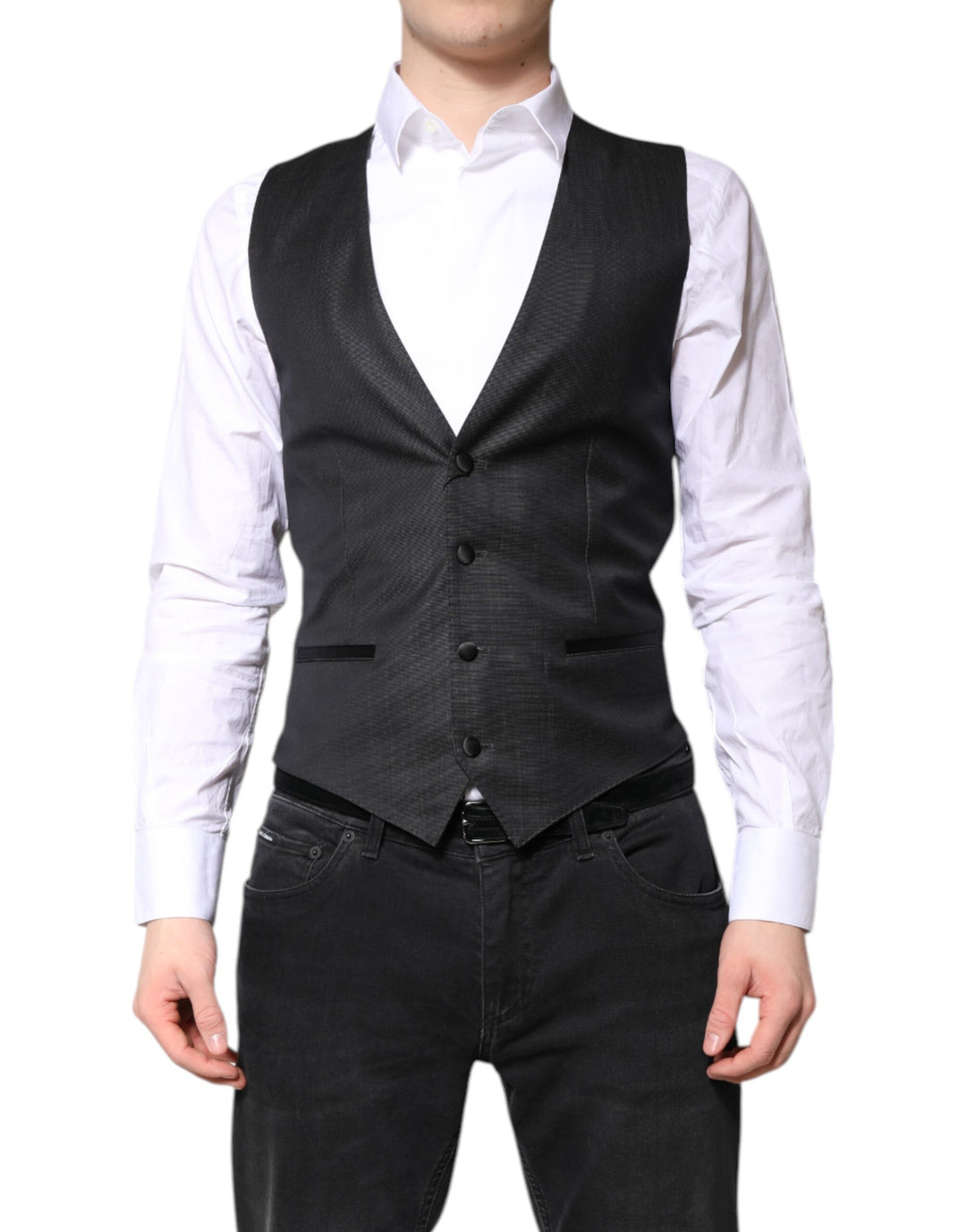 Dolce &amp; Gabbana Sample Sale Dolce &amp; Gabbana Black Wool Waistcoat Dress Formal Vest - | Designer outlet