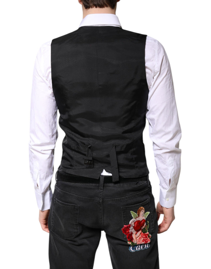 Dolce &amp; Gabbana Sample Sale Dolce &amp; Gabbana Black Wool Waistcoat Dress Formal Vest - | Designer outlet