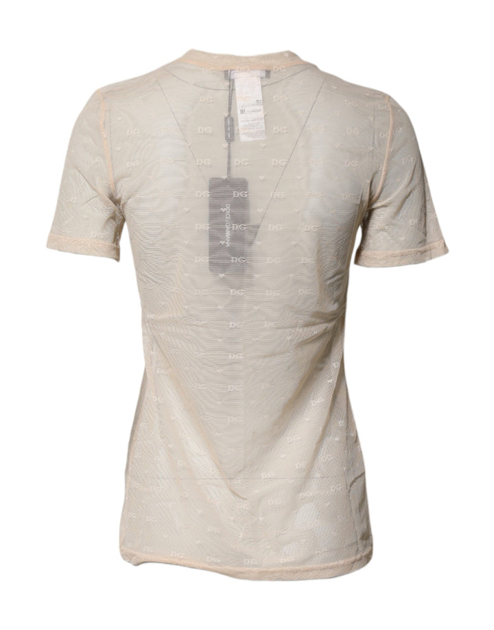 Dolce & Gabbana Ivory Nylon See Through Women Short Sleeves Top