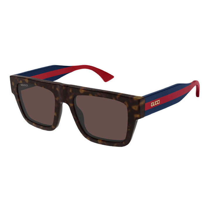 Gucci Sunglasses Square Full Rim, Havana/Blue/Red Frame and Brown Lens GG1868S002