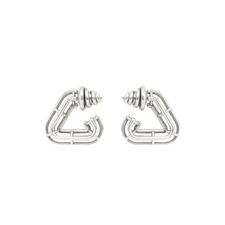 Bottega Veneta Triangular Silver Hoop Earrings