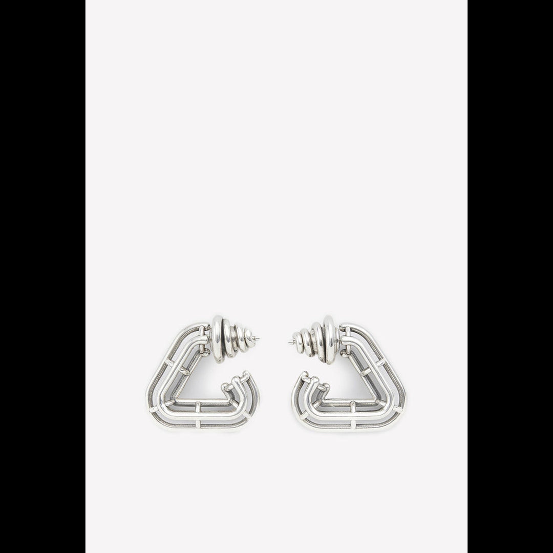 Bottega Veneta Triangular Silver Hoop Earrings