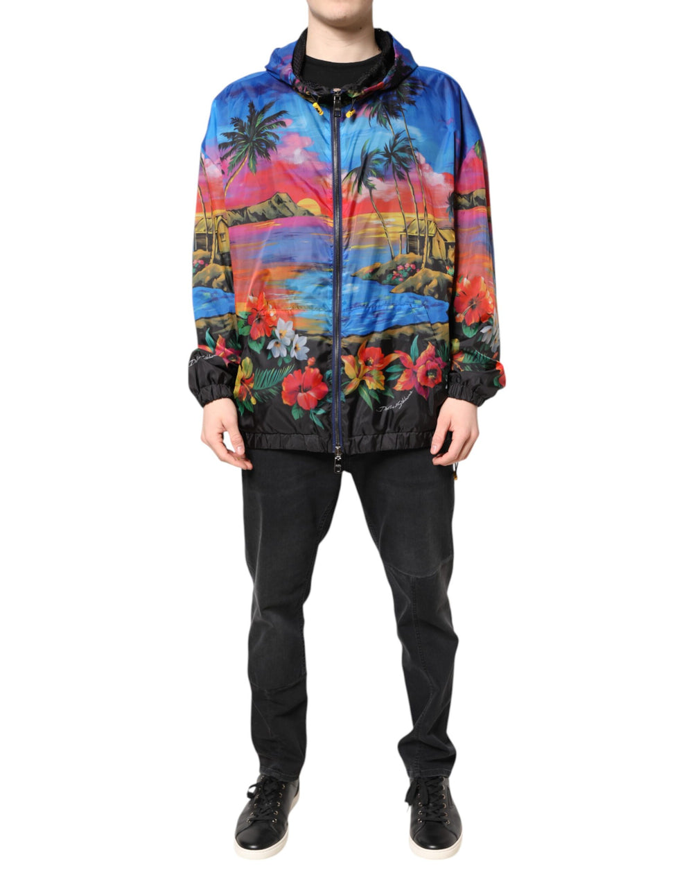 Dolce & Gabbana Sample Sale Dolce & Gabbana Multicolor Print Hooded Windbreaker Jacket - | Designer outlet