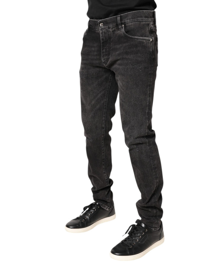 Dolce &amp; Gabbana Gray Washed Cotton Skinny Denim Jeans by Dolce &amp; Gabbana outlet now on sale