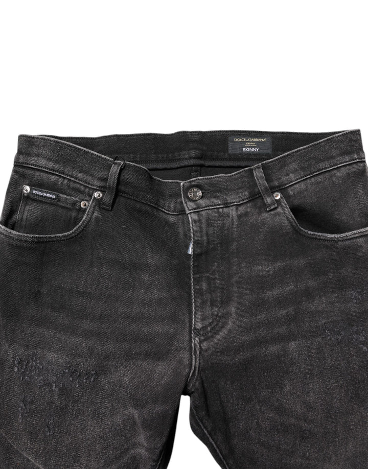 Dolce &amp; Gabbana Gray Washed Cotton Skinny Denim Jeans by Dolce &amp; Gabbana outlet now on sale