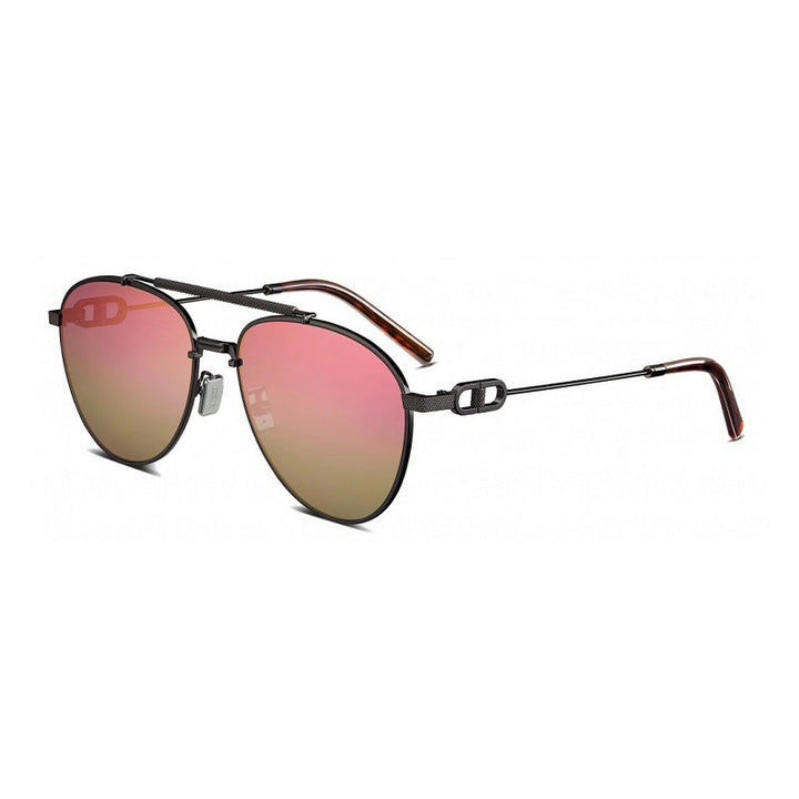 Dior Aviator Full Rim, with a Gunmetal frame and Pink to Gold Gradient Mirror lens.