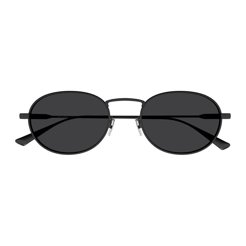 Saint Laurent Sunglasses Oval Full Rim, Semi Matte Black Frame and Dark Grey Lens SL799001