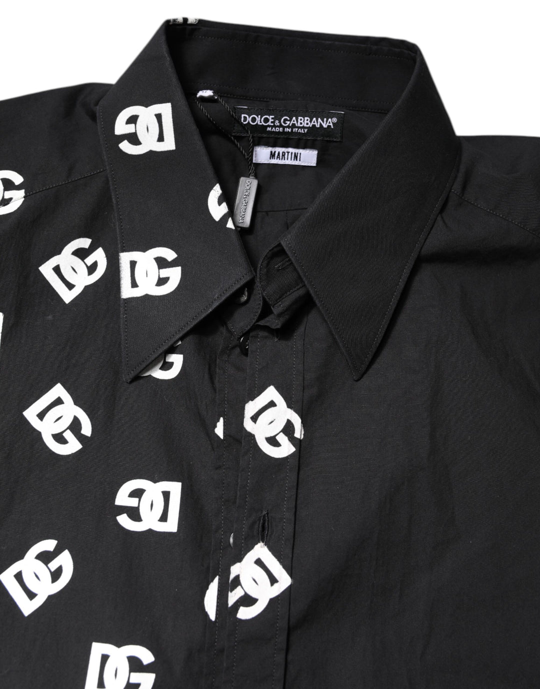 Dolce & Gabbana Black DG Logo Cotton MARTINI Dress Shirt