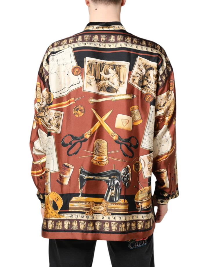 Dolce & Gabbana Multicolor Tailor Print Silk Casual Shirt