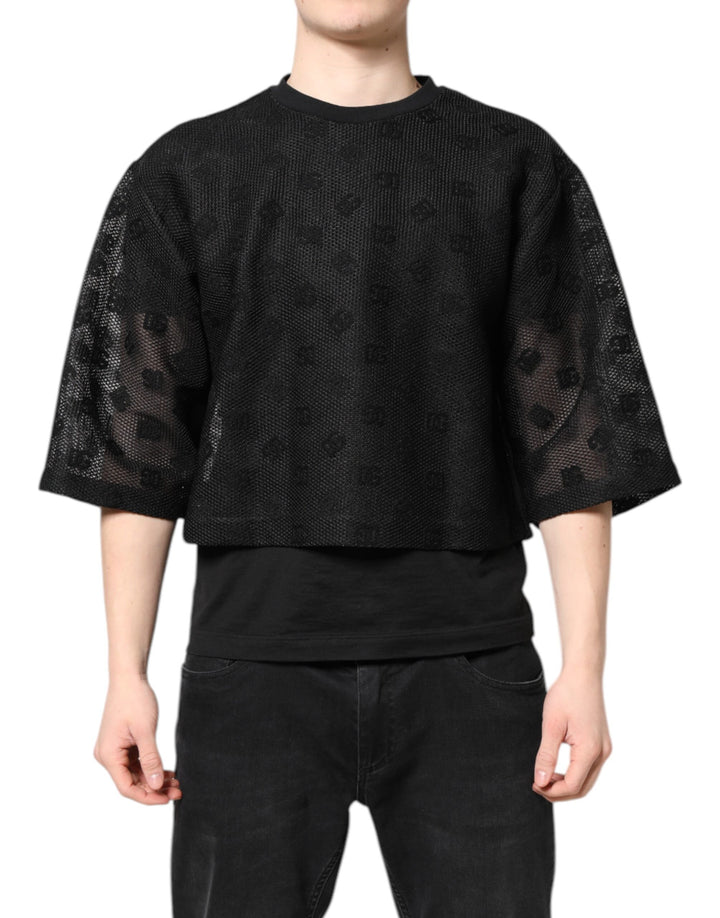 Dolce &amp; Gabbana Sample Sale Dolce &amp; Gabbana Black See Through Logo Short Sleeves T-shirt - | Designer outlet