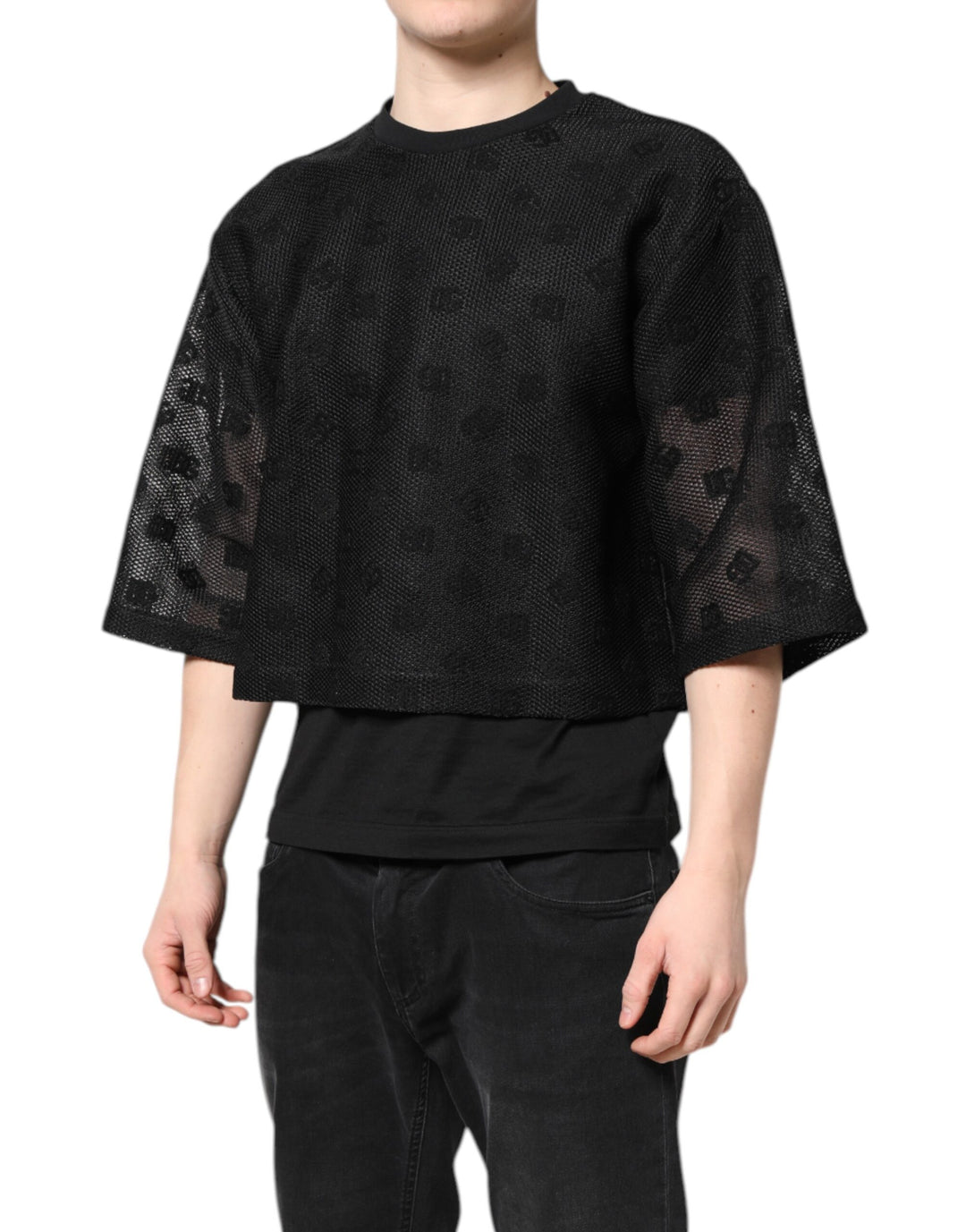 Dolce &amp; Gabbana Sample Sale Dolce &amp; Gabbana Black See Through Logo Short Sleeves T-shirt - | Designer outlet