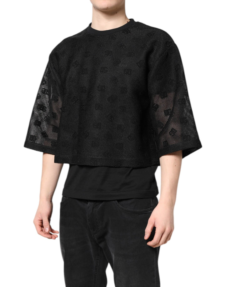 Dolce &amp; Gabbana Sample Sale Dolce &amp; Gabbana Black See Through Logo Short Sleeves T-shirt - | Designer outlet