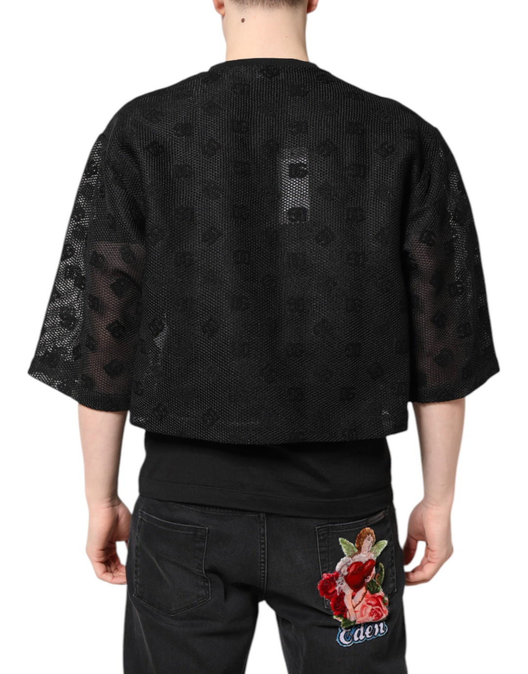 Dolce &amp; Gabbana Sample Sale Dolce &amp; Gabbana Black See Through Logo Short Sleeves T-shirt - | Designer outlet
