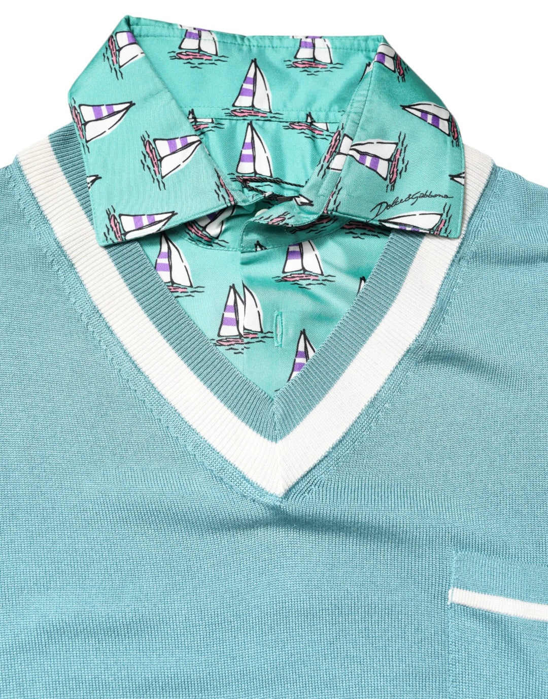 Dolce &amp; Gabbana Sample Sale Dolce &amp; Gabbana Green Printed Collared Short Sleeve T-shirt - | Designer outlet